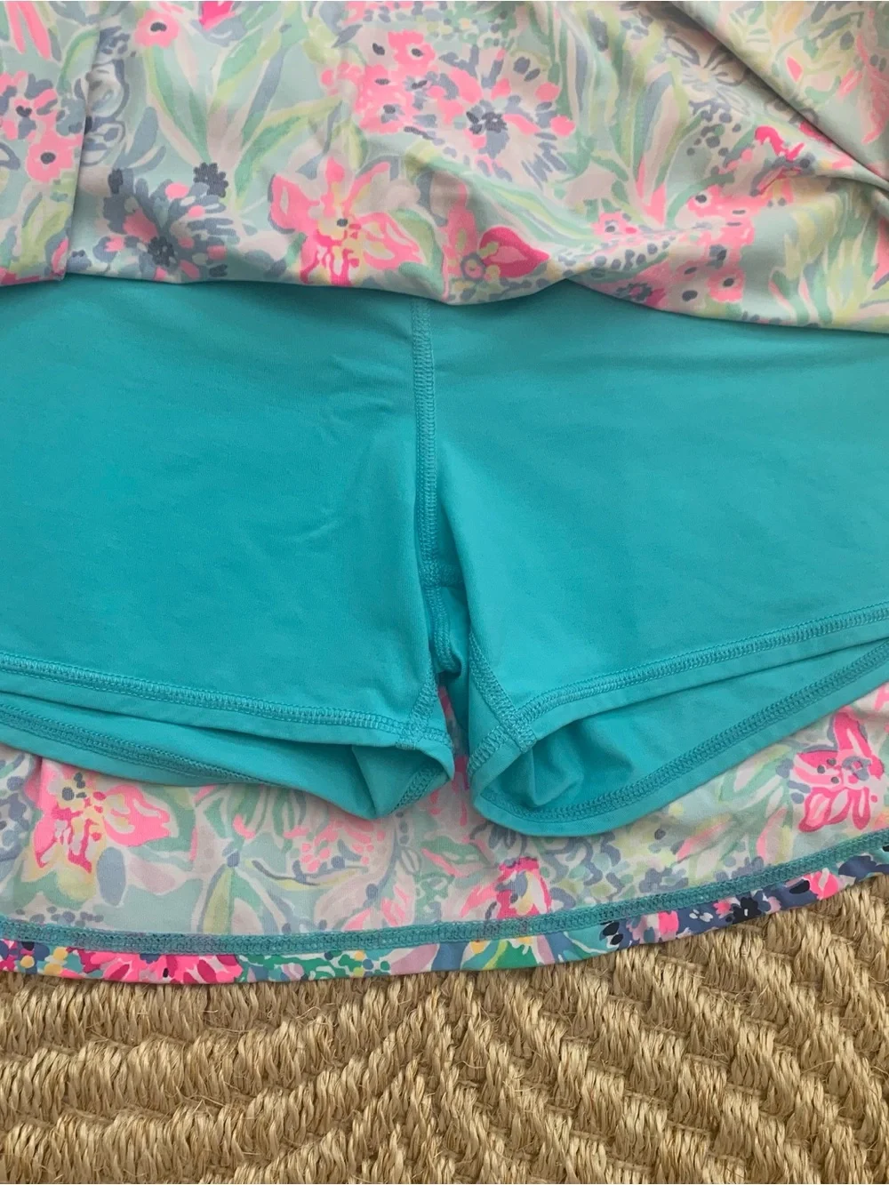 Lilly Pulitzer Luxletic Floral Blue-Pink Athletic Skort - Picture 3 of 5
